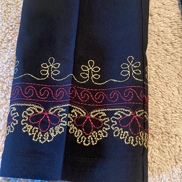 Black pants with embroidery on bottom - Picture 2 of 2